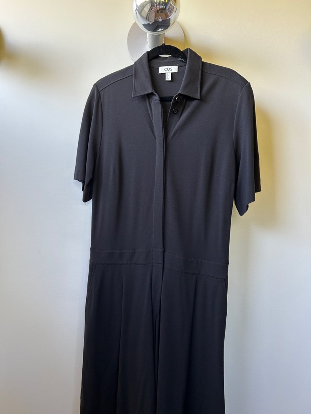 COS Black Short-Sleeve Collared Jumpsuit